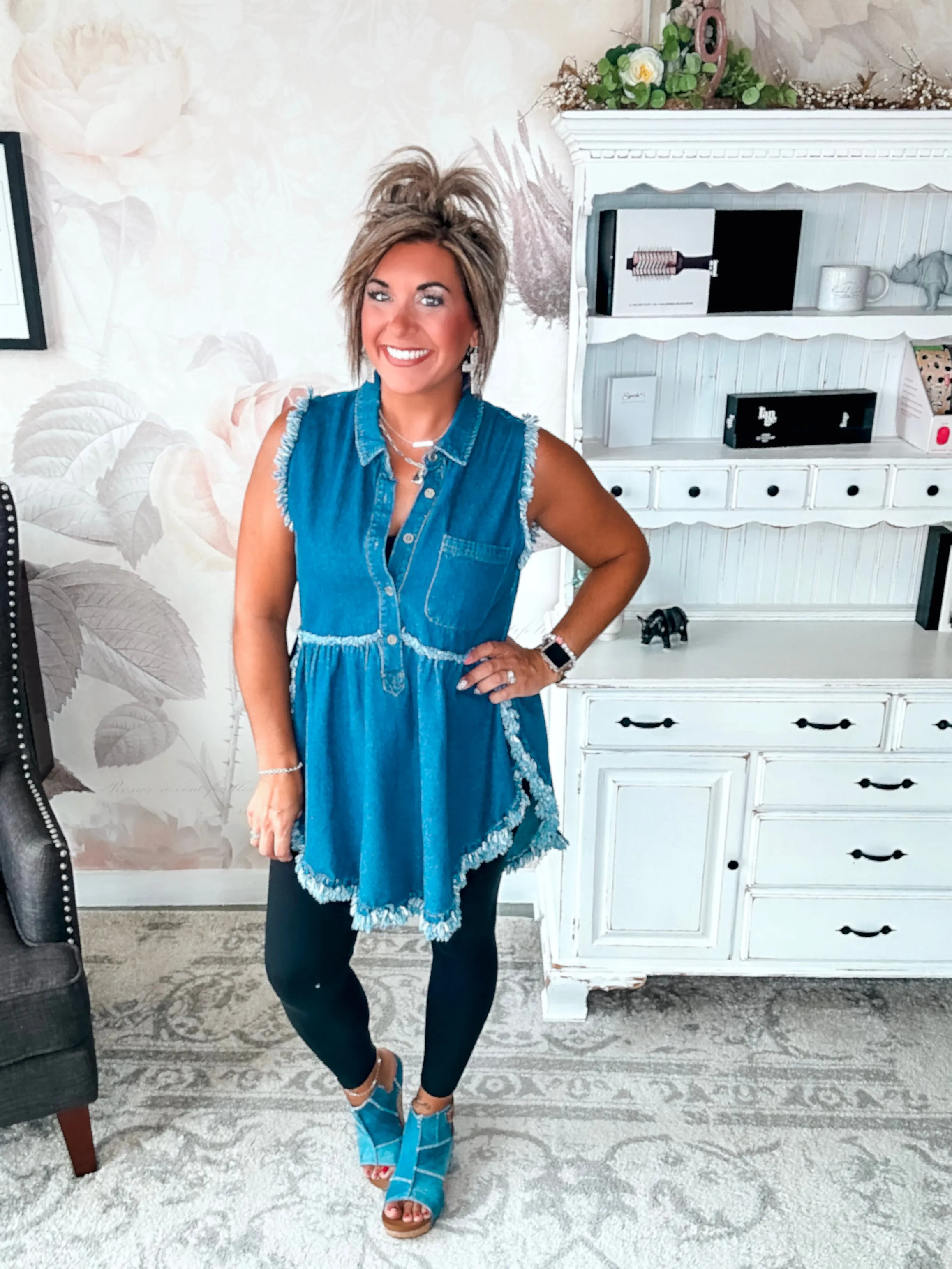 A Day Away Denim Tunic Dress