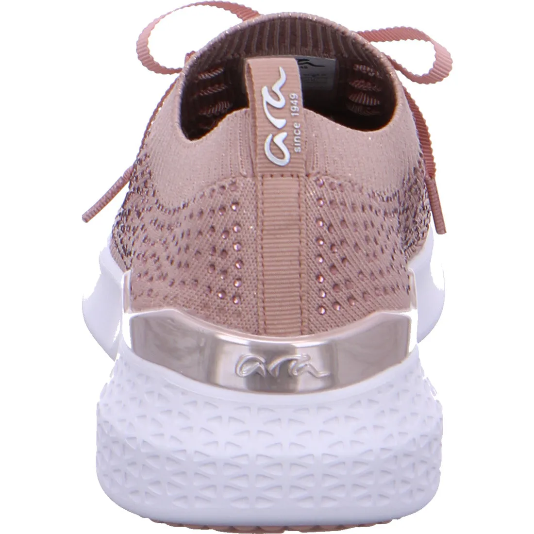 Ara Ladies Woven Stretch Lace Up Sneaker Pink