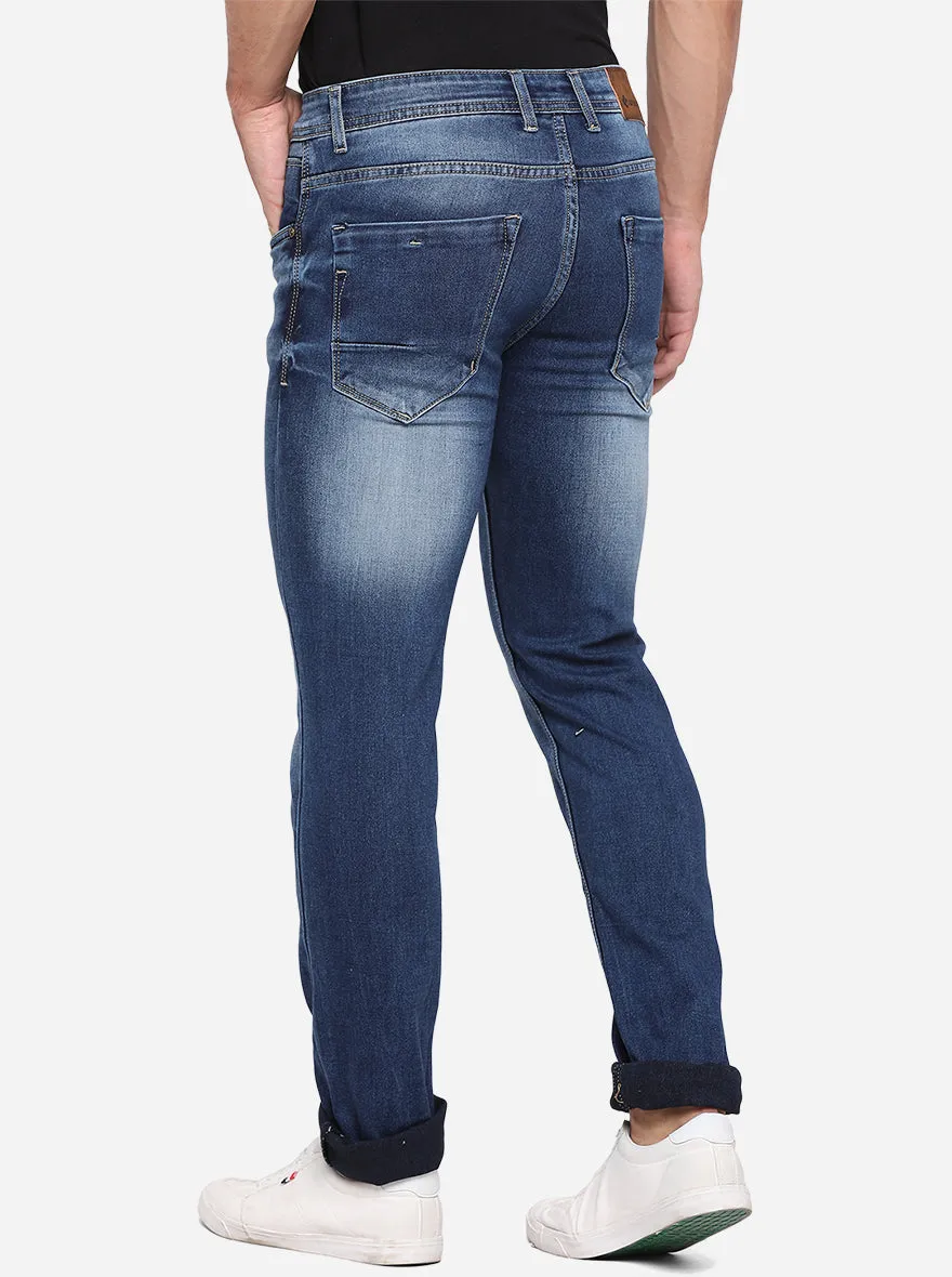 Bijou Blue Solid Narrow Fit Jeans | Greenfibre