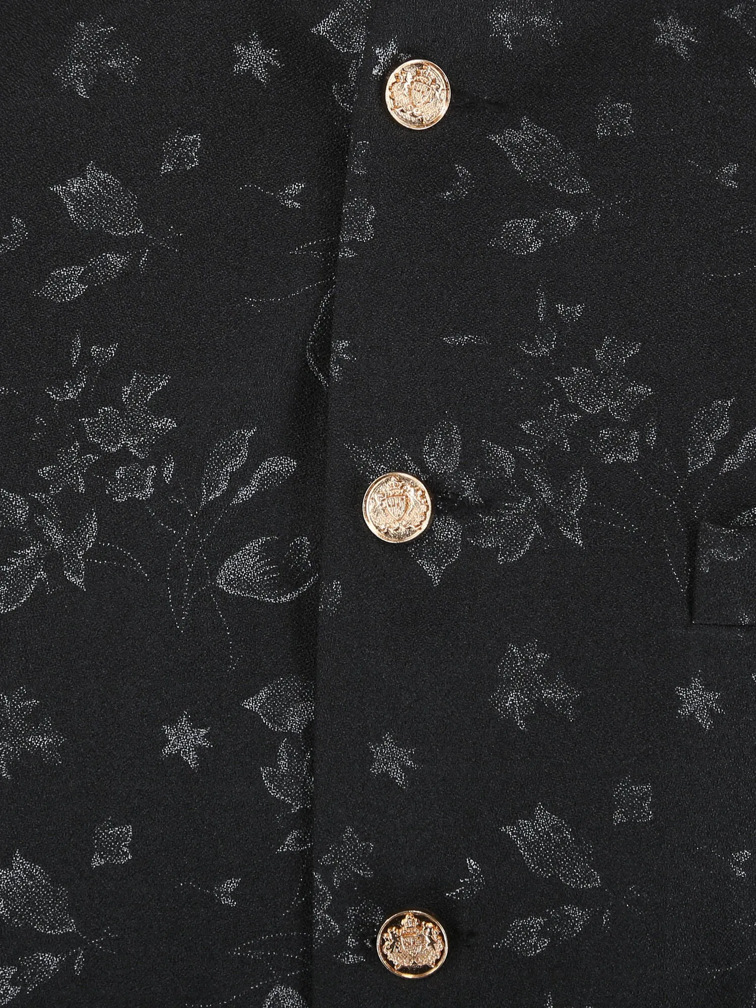 Black Grey Flower Ethnic Jacket