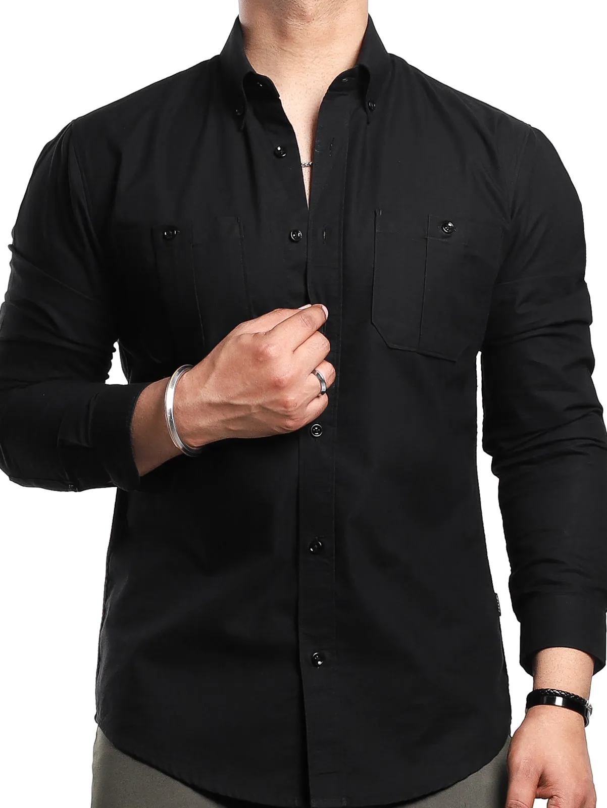 Black Oxford Button Down Shirt