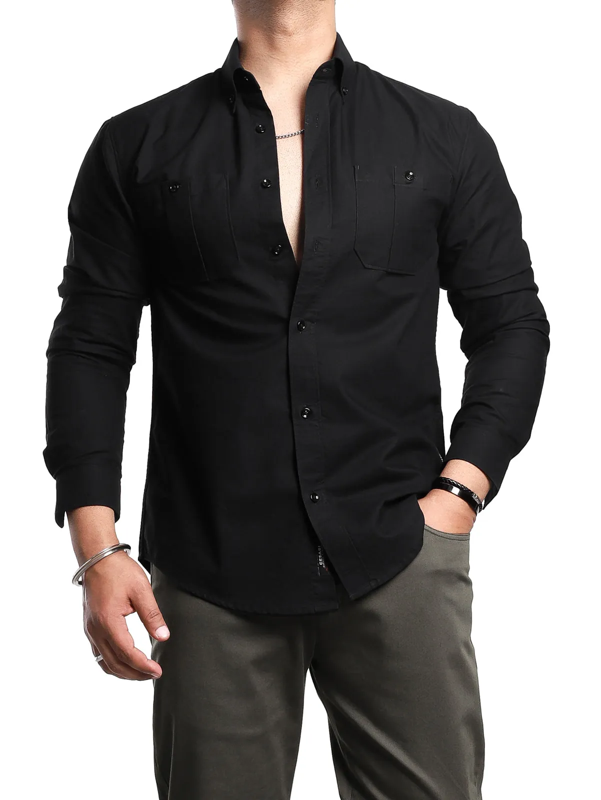 Black Oxford Button Down Shirt