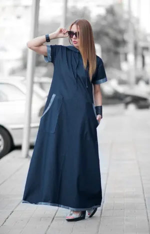 Blue Jeans short sleeves dress KASANDRA