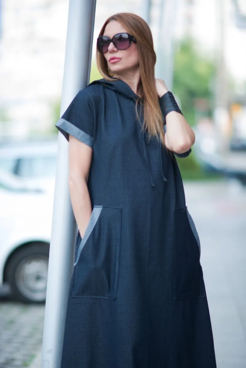 Blue Jeans short sleeves dress KASANDRA