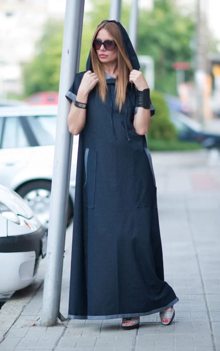 Blue Jeans short sleeves dress KASANDRA