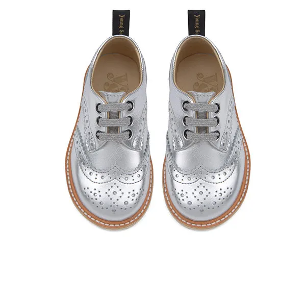 Brando Brogue Kids Shoe Silver Leather