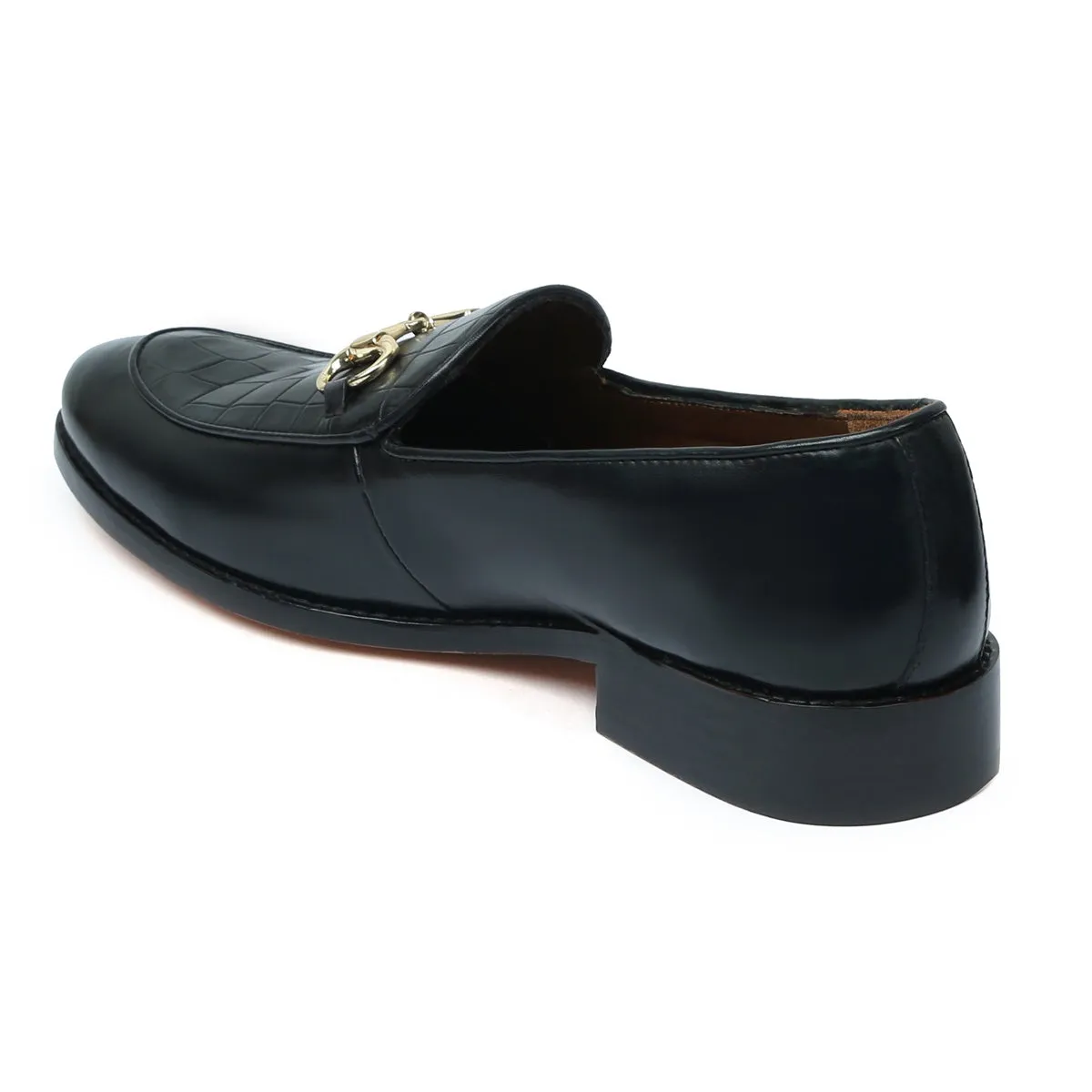 Buckle Detailing Loafers With Black Deep Cut Leather at Vamp