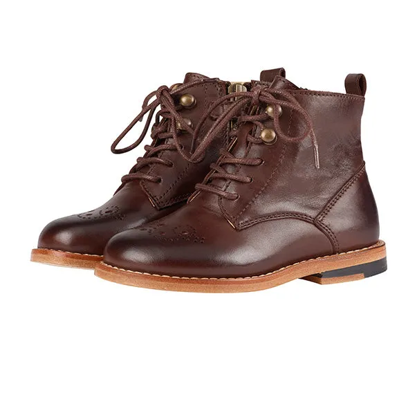 Buster Brogue Kids Boot Dark Brown Burnished Leather