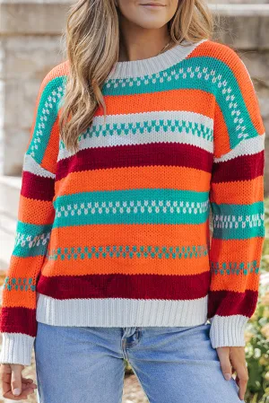 Colorblock Stripe Oversized Sweater