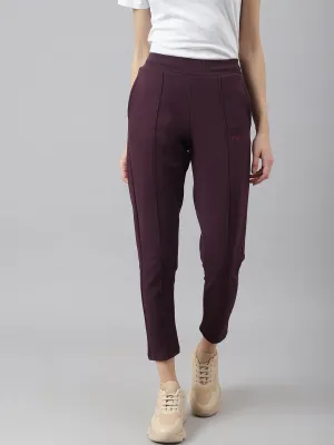 Fitkin Women Purple Straight Fit Fleece Pants