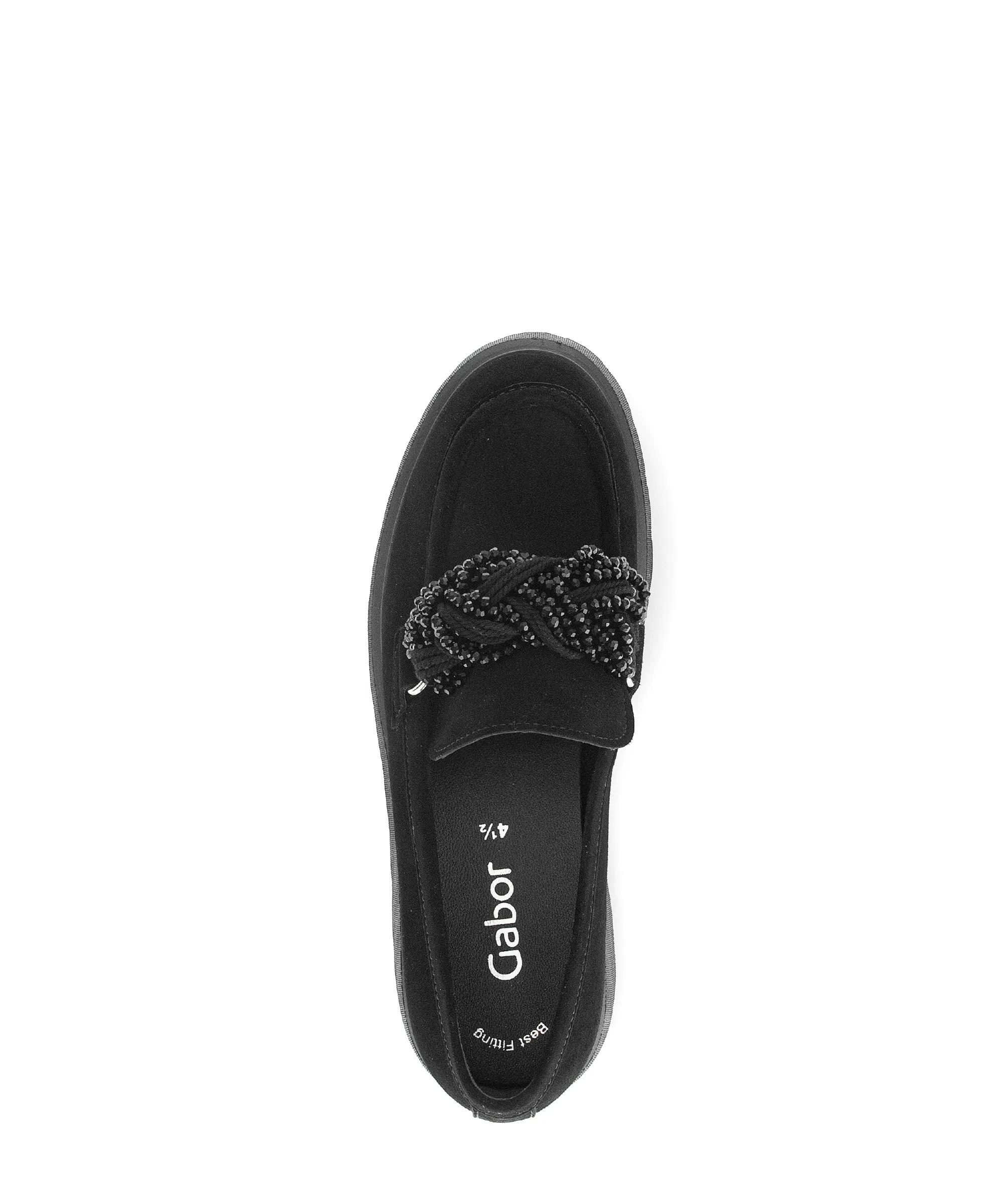 Gabor Black Suede Wedge Loafer 30117