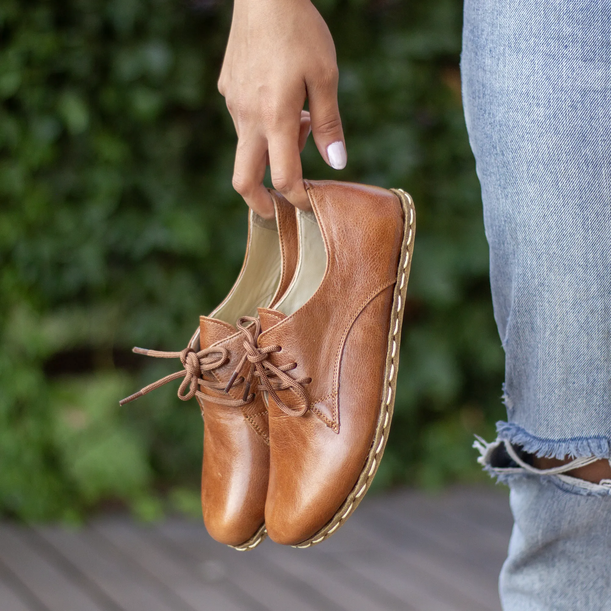 Handmade Barefoot Leather Shoes Antique Brown for Women