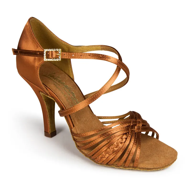 International Dance Shoes, Demani, Tan Satin, 2.5” Elite Heel