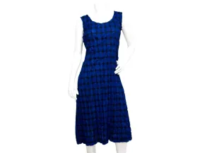 Issey Miyake 1990s Pleats Please Dark Blue Polka-Dot Sleeveless Dress