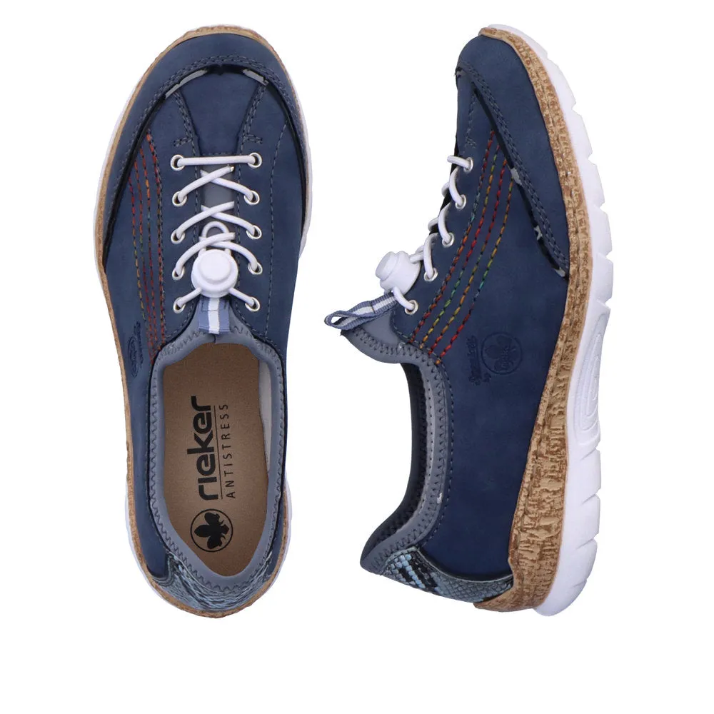 Ladies Rieker Lace Up Shoe Denim Style N42T0-14