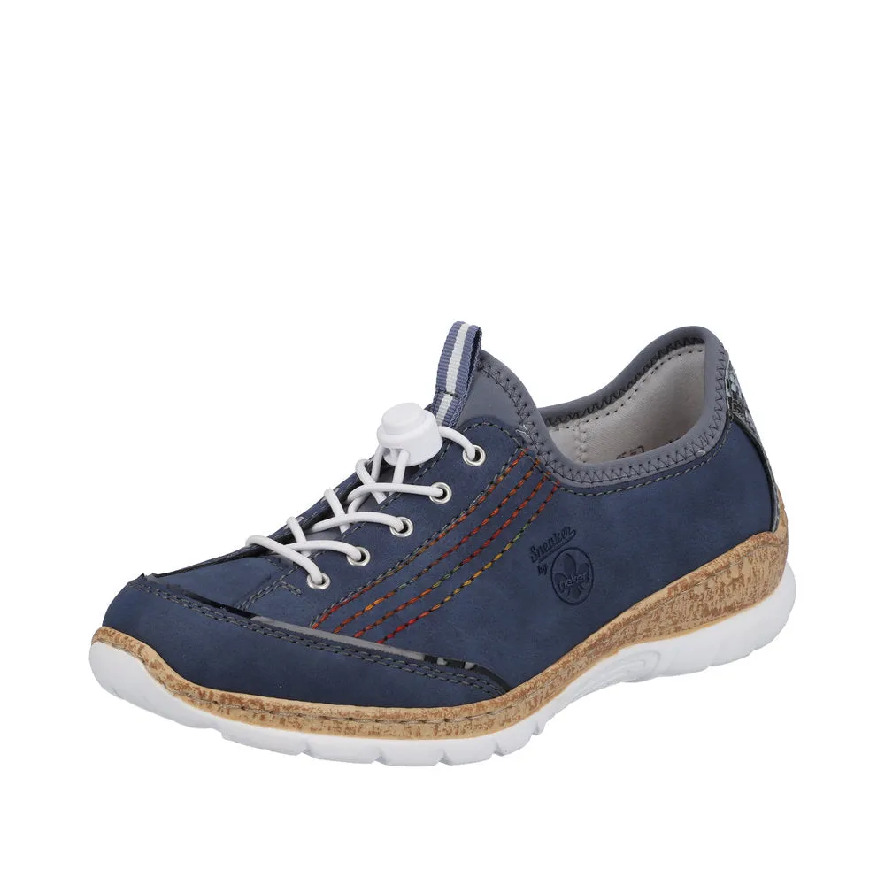 Ladies Rieker Lace Up Shoe Denim Style N42T0-14