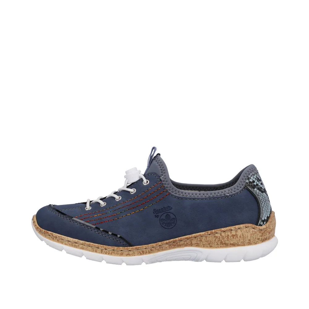 Ladies Rieker Lace Up Shoe Denim Style N42T0-14