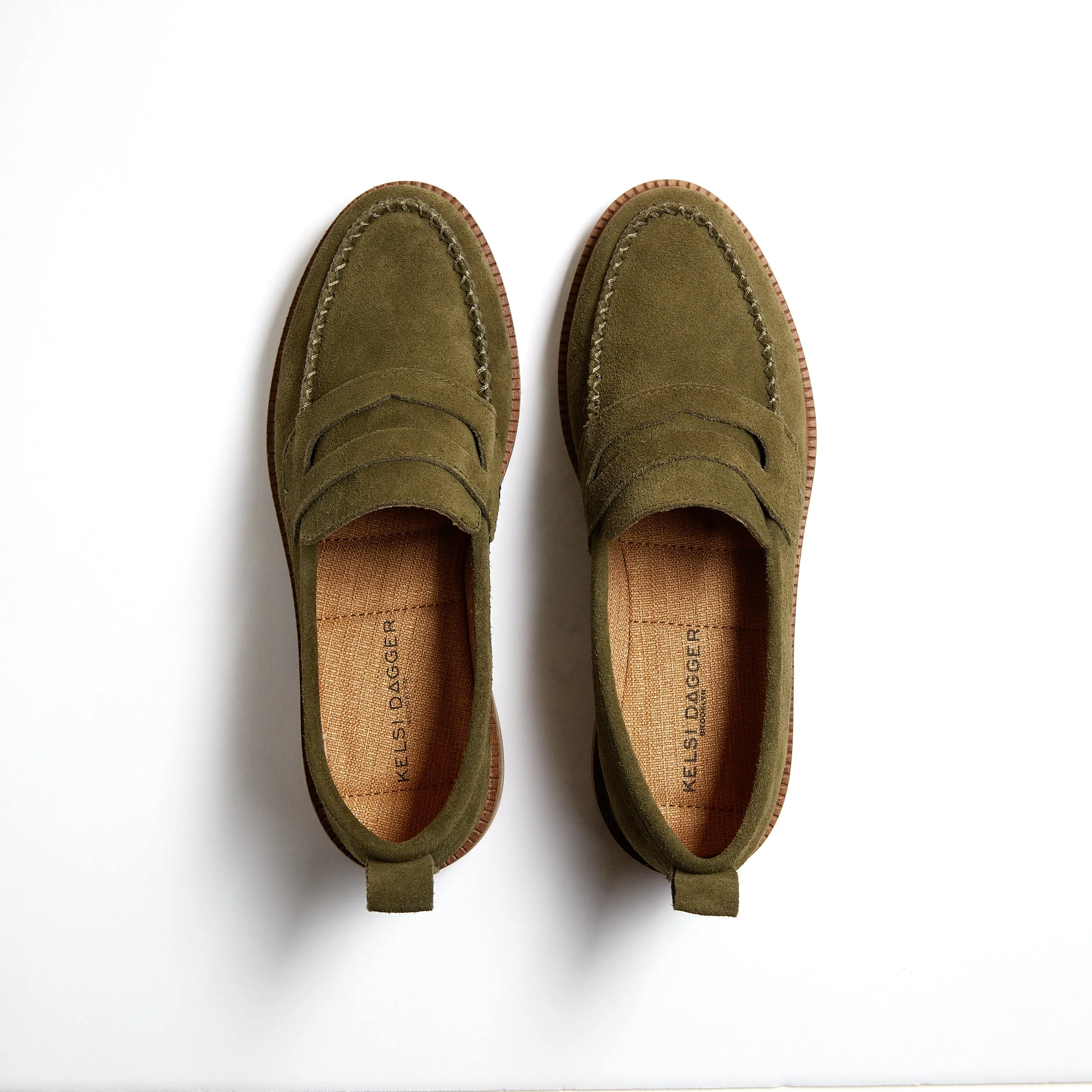 Lens Olive Suede Loafers