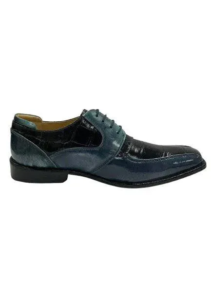 LIBERTYZENO Men's Croco Print Leather Oxford Shoes