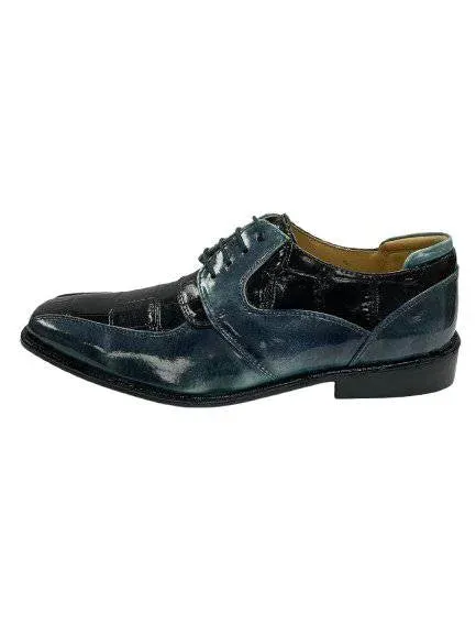 LIBERTYZENO Men's Croco Print Leather Oxford Shoes