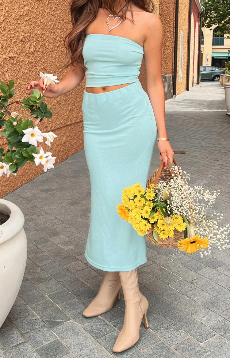 Liv Blue Knit Midi Skirt