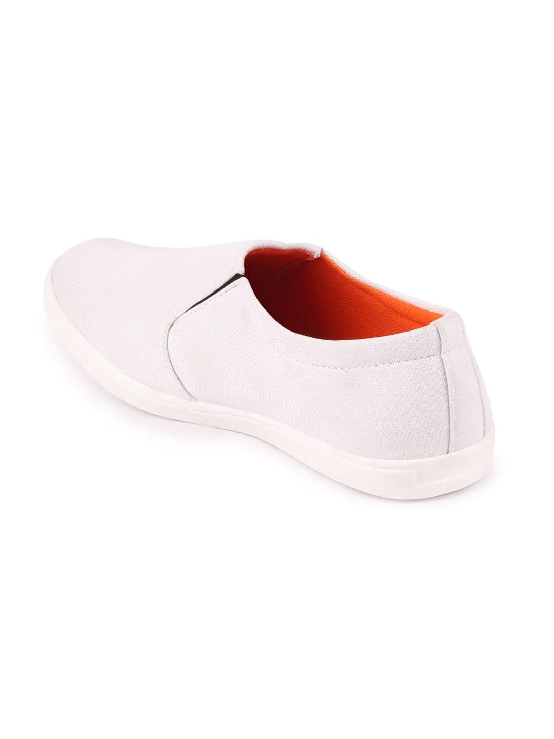 Men White Casual Canvas Slip-On Loafers