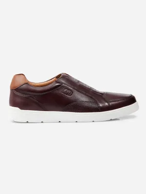 Men Wine Leather Sneaker (ID3088)