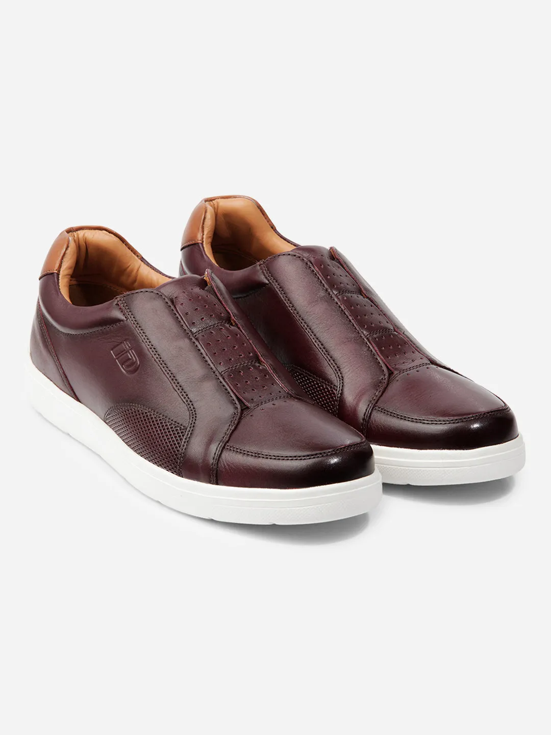 Men Wine Leather Sneaker (ID3088)