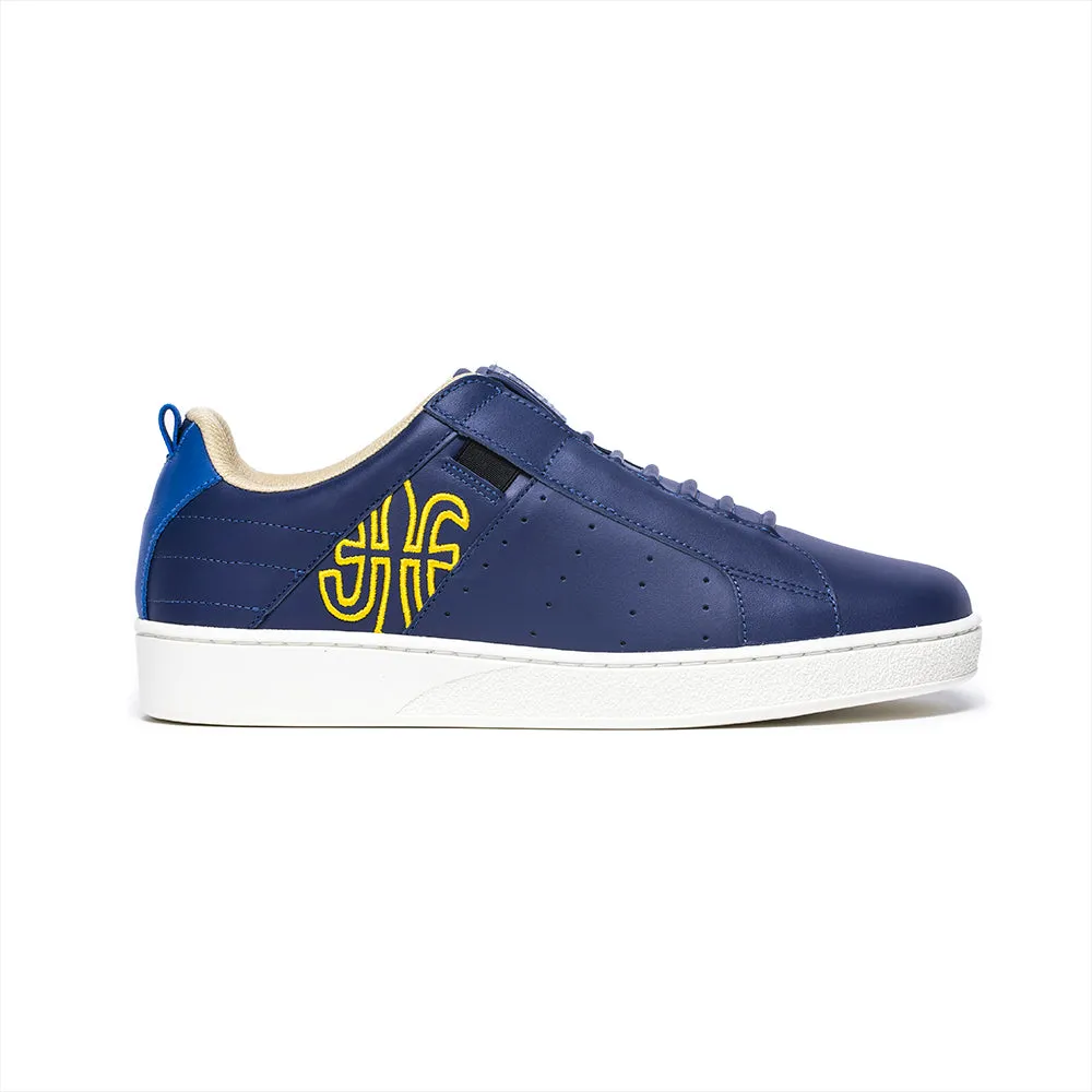 Men's Icon Manhood Blue White Yellow Leather Sneakers 02094-553