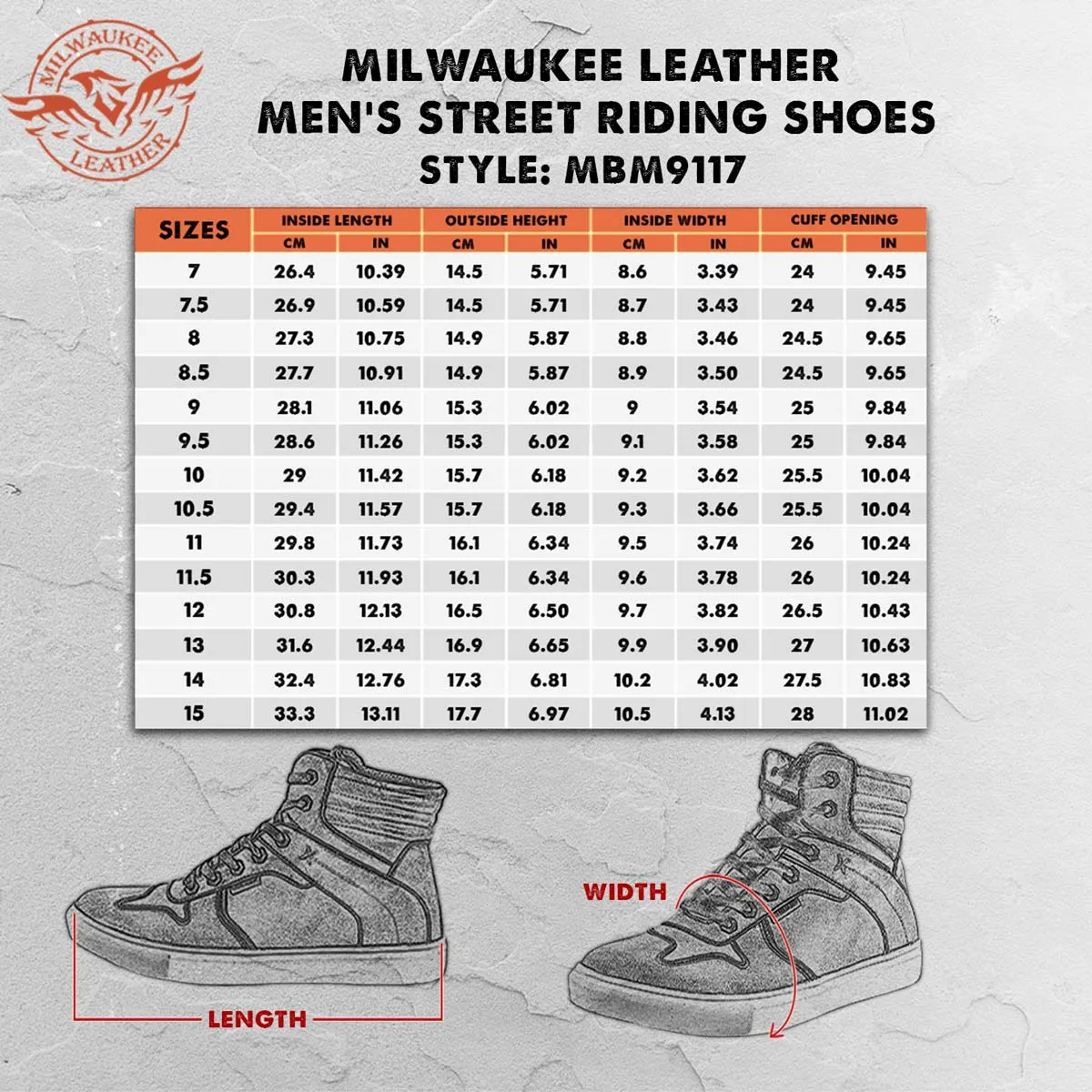 Milwaukee Leather MBM9117 Men's Dark Grey Suede and Grey Canvas Street