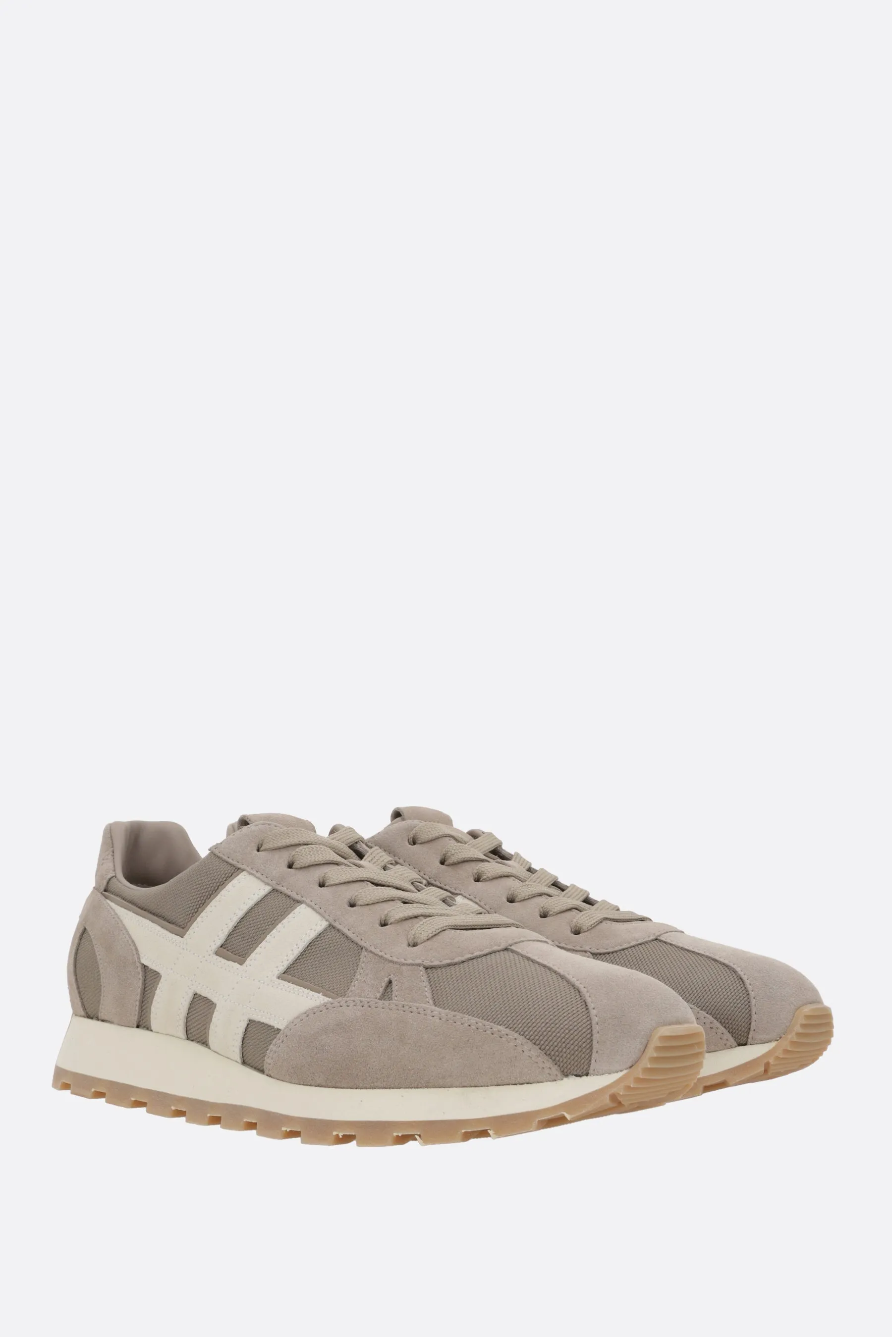 Mixed-Pattern Suede Technical Sneakers