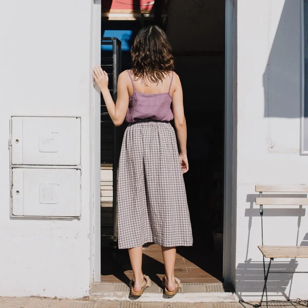 R: SION gathered linen skirt (Size: XS; Color: Deepest Black)