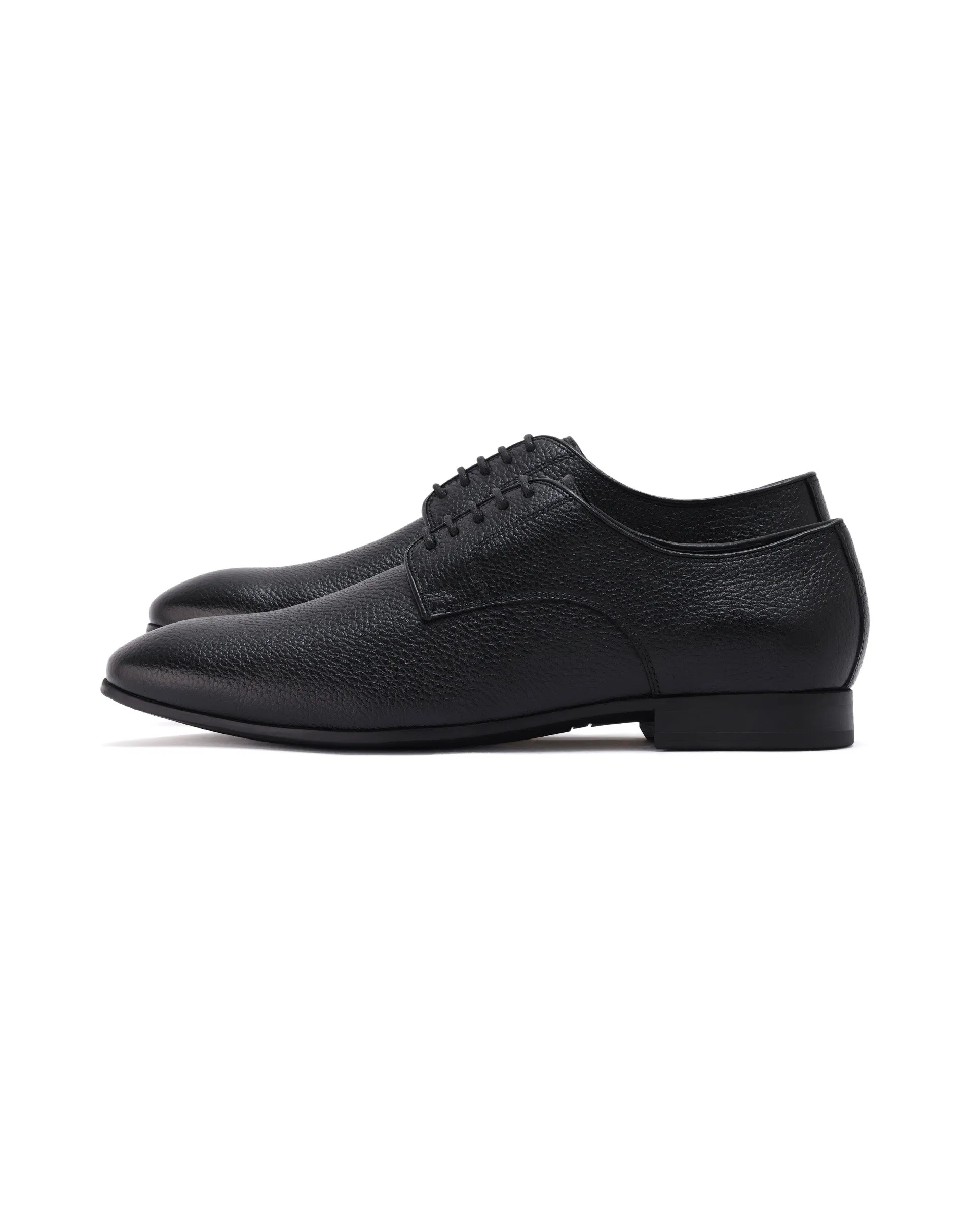 Rare Rabbit Men Wolve Black Milled Leather Derby Style Lace-Up Formal Shoes