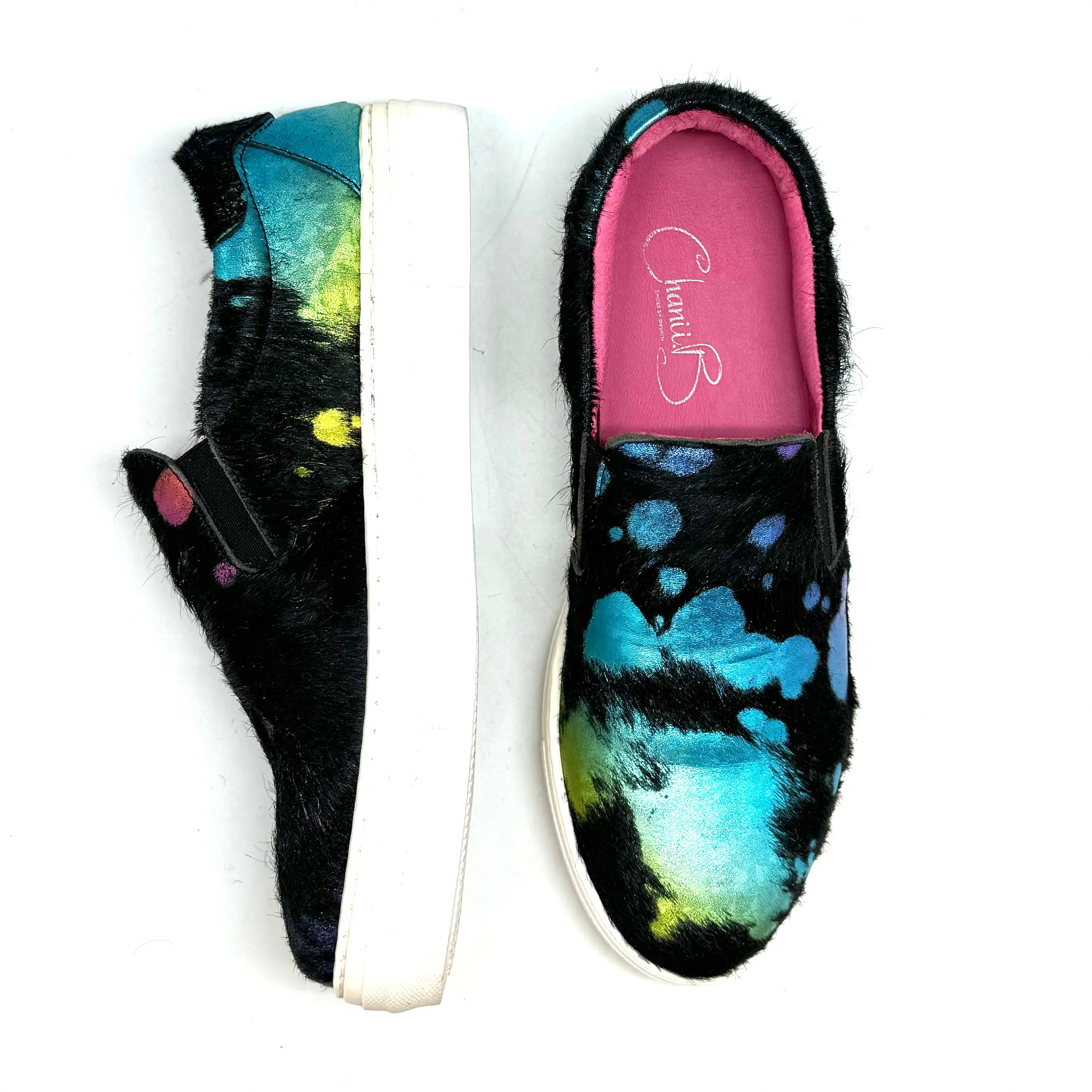 Scala - Black rainbow unicorn slip on