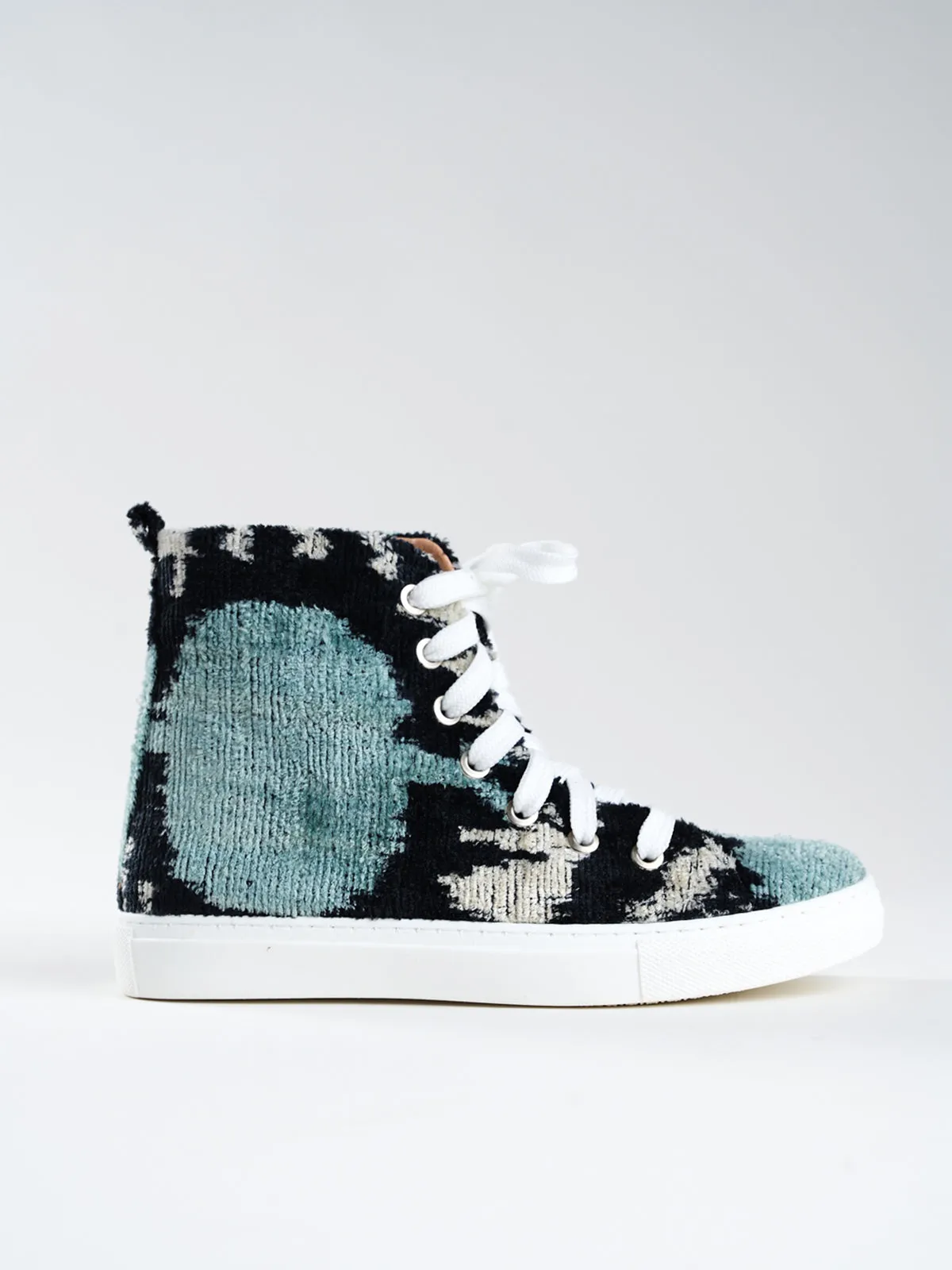 Silk Velvet Contrast Teal High Tops