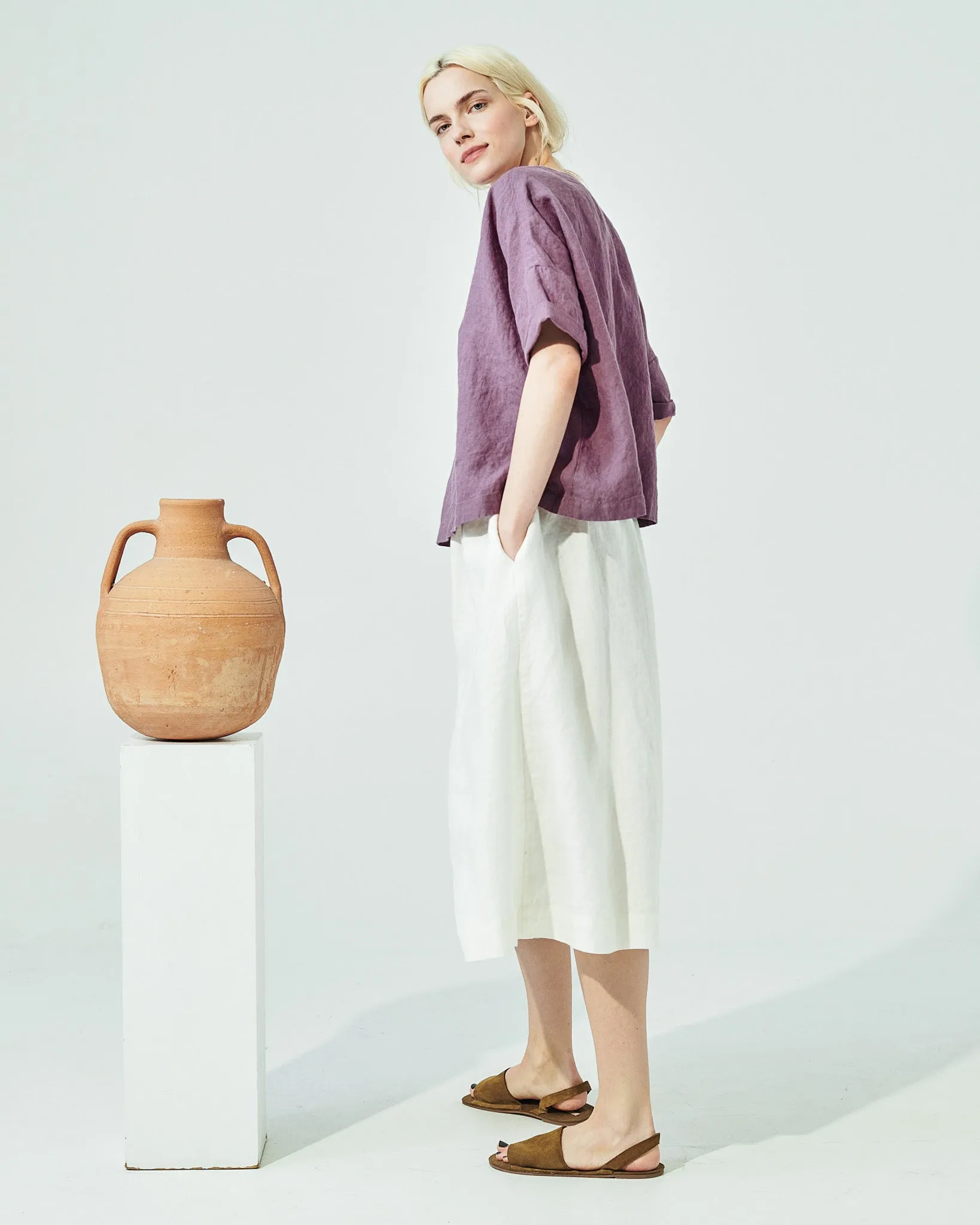 SION gathered linen skirt (SS24)