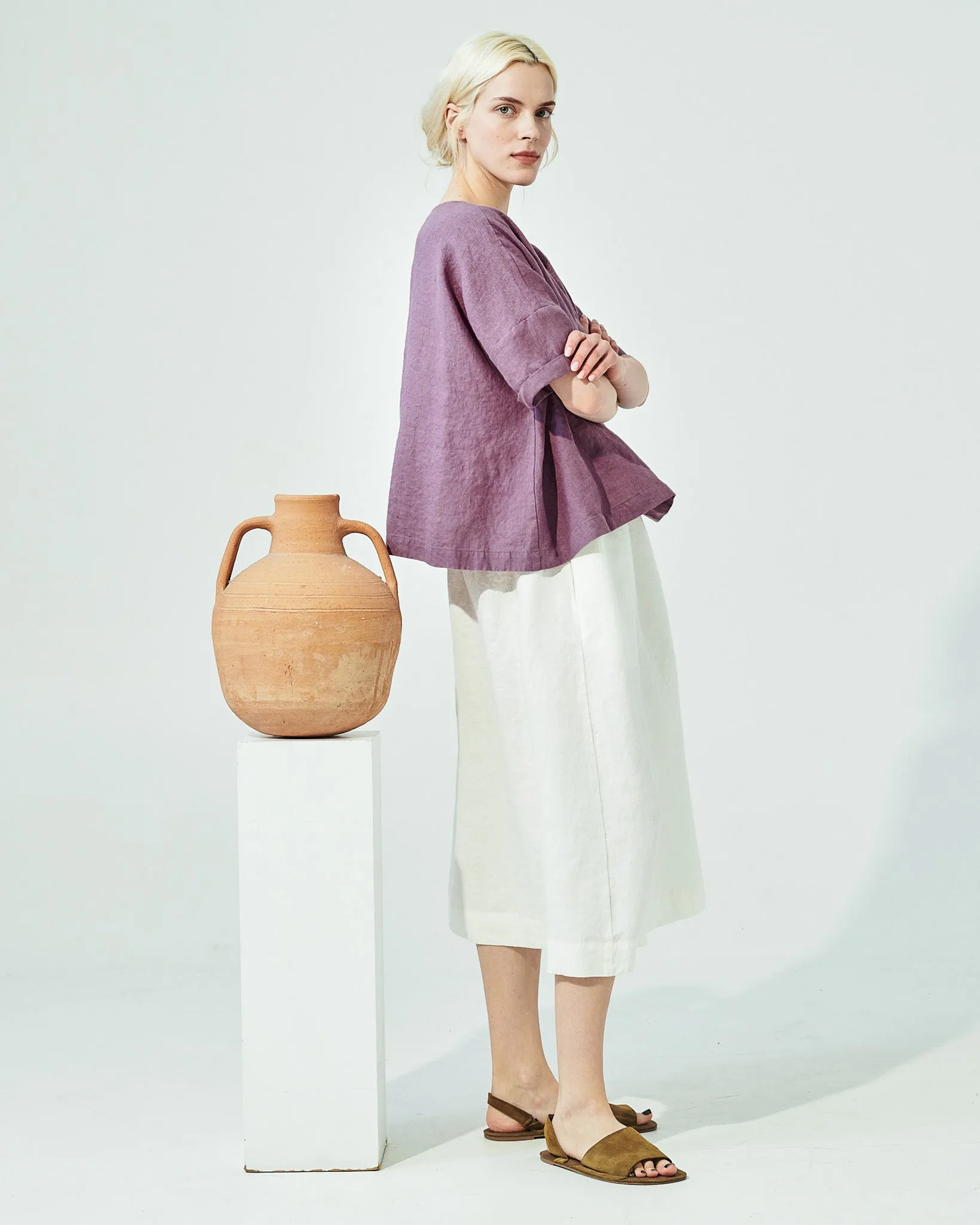 SION gathered linen skirt (SS24)