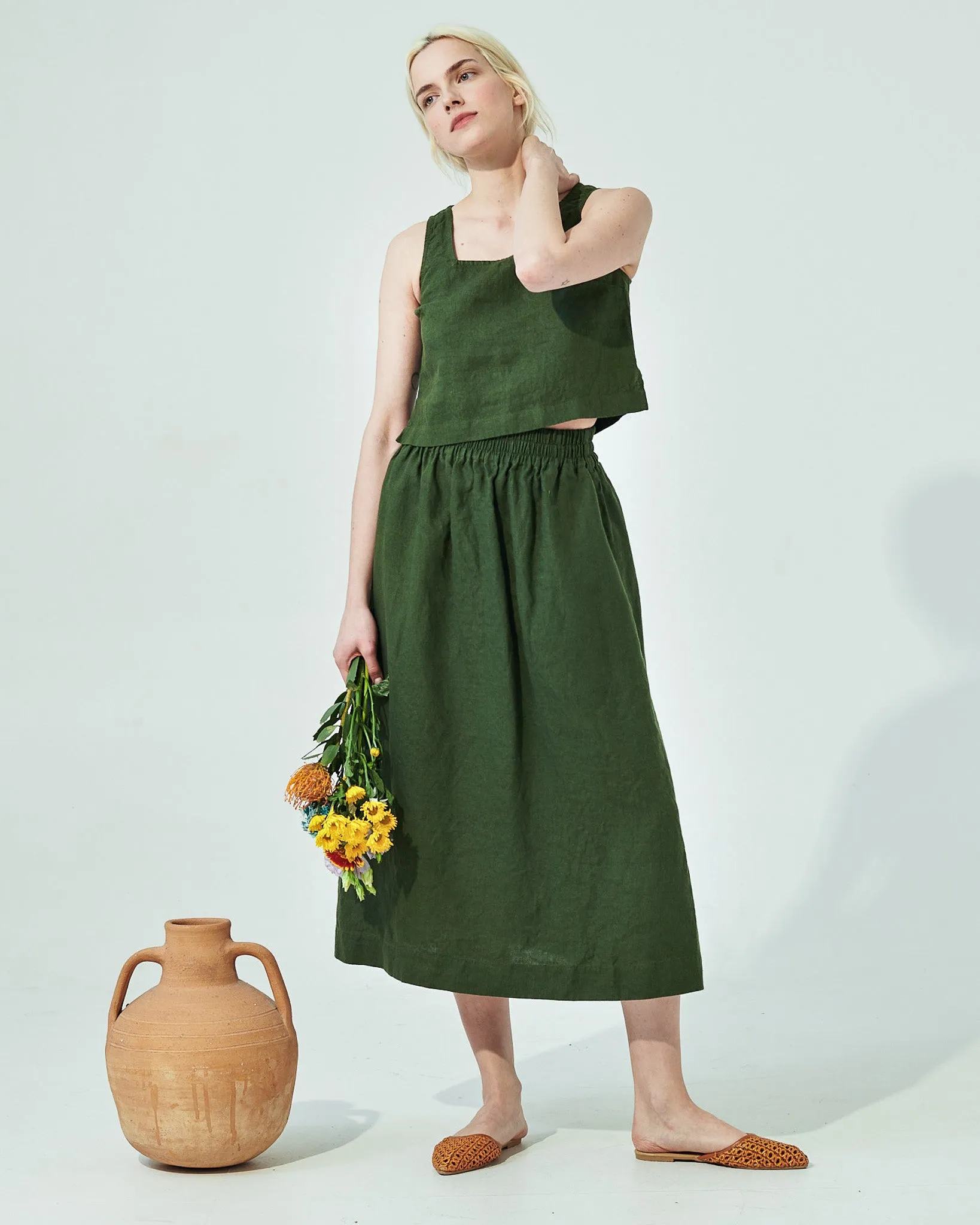 SION gathered linen skirt (SS24)