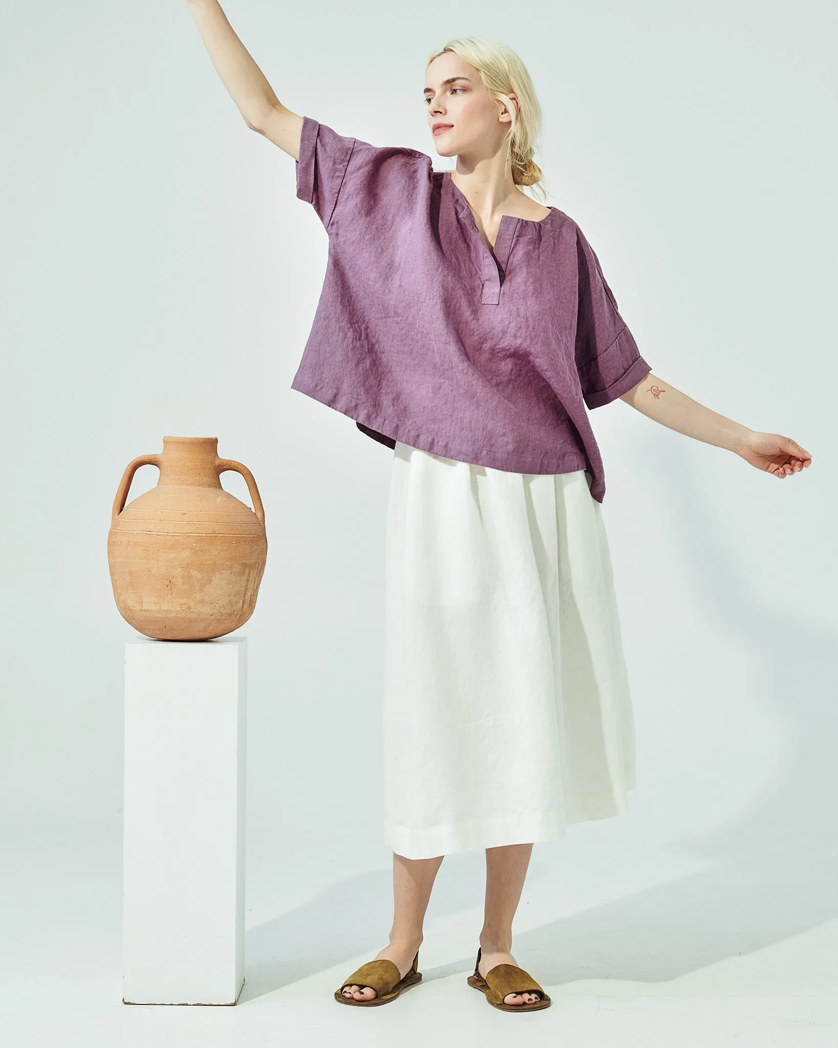 SION gathered linen skirt (SS24)