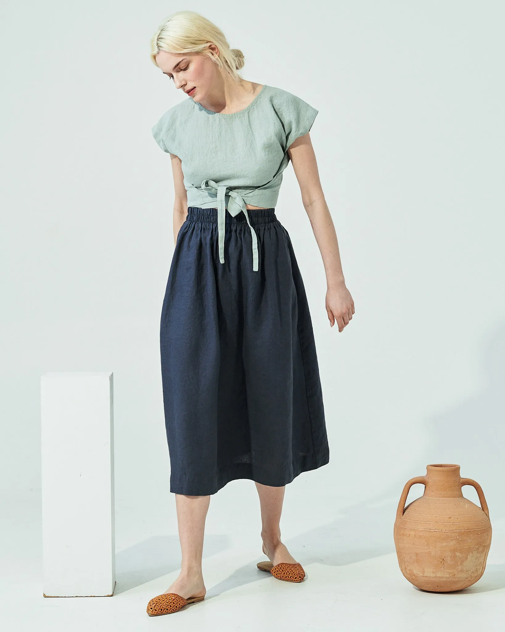 SION gathered linen skirt (SS24)