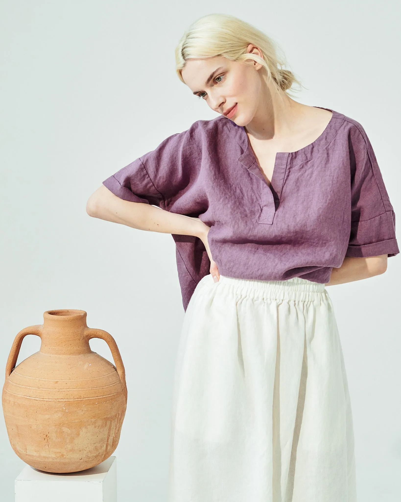 SION gathered linen skirt (SS24)