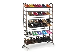 Steel Metal Shoe Rack Tower with Rolling Wheels