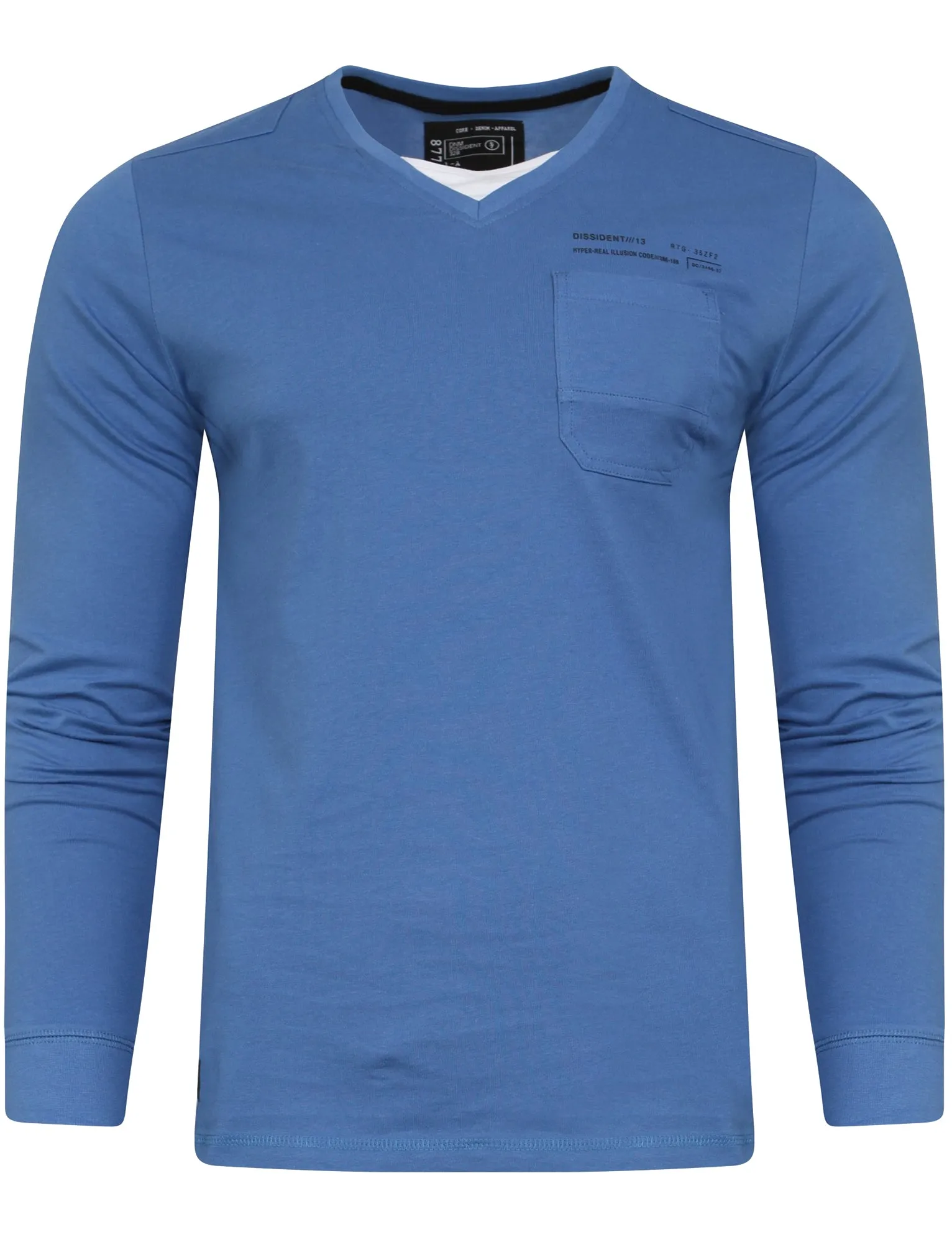 Veyer Mock T-Shirt Insert Long Sleeve T-Shirt in Federal Blue - Dissident