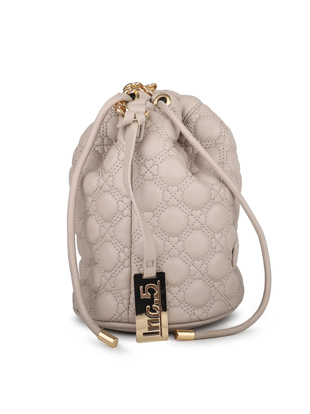 Women Beige Textured Potli Bag