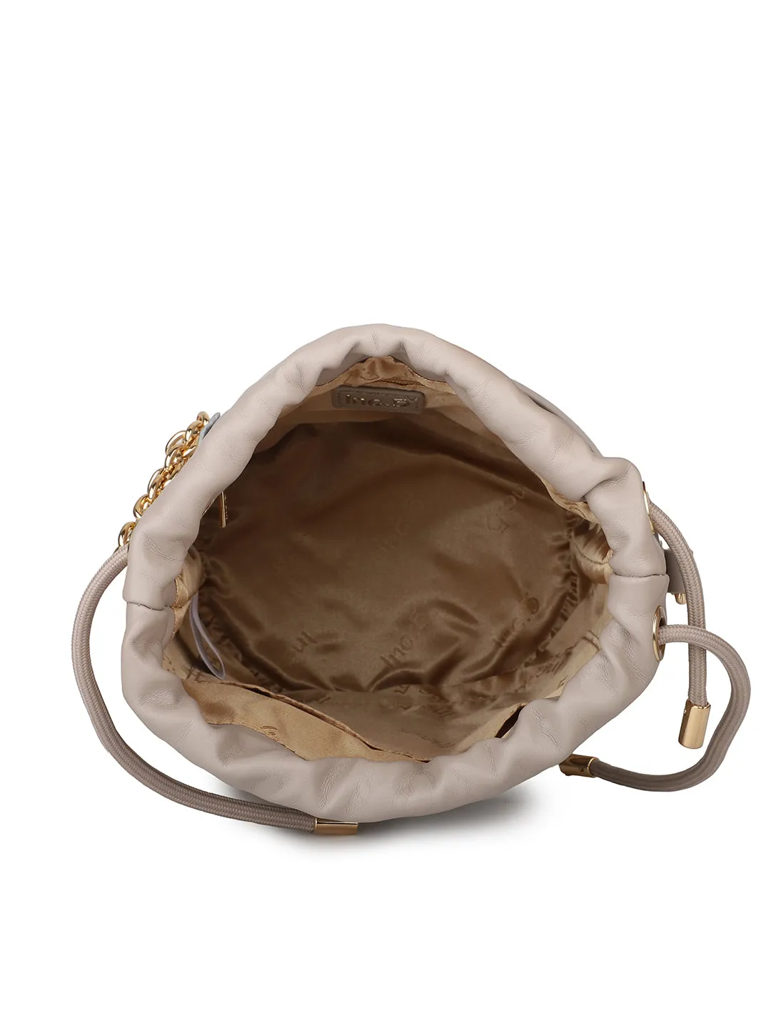 Women Beige Textured Potli Bag