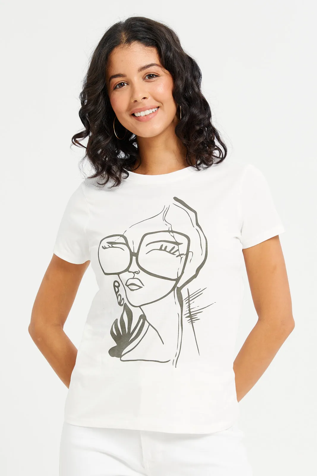 Women Ivory Lady Printed T-Shirt