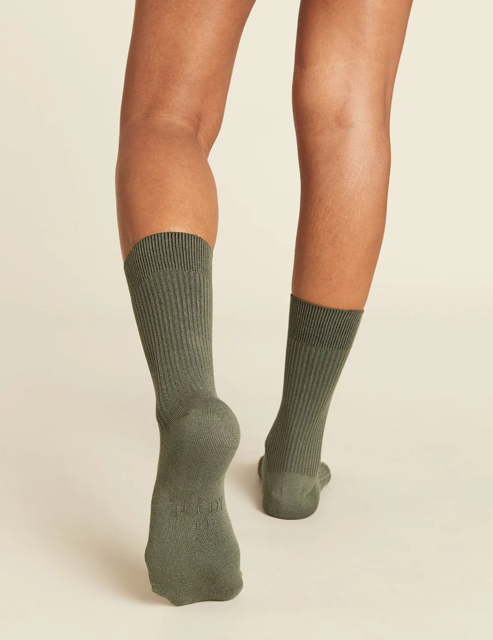 Women's Ribbed Crew Socks - Moss