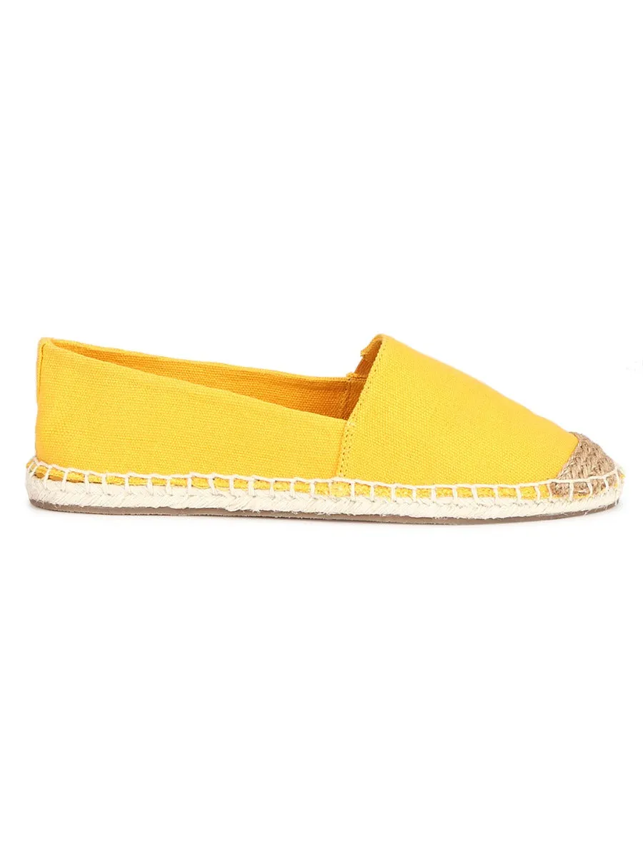 Yellow Canvas Slip On Espadrille Shoes